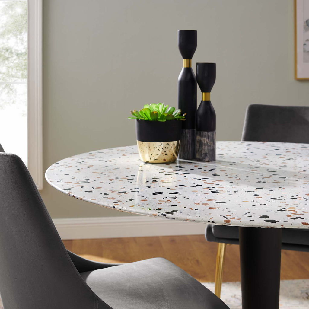 White Gold Round Wood Metal Dining Table Y255184