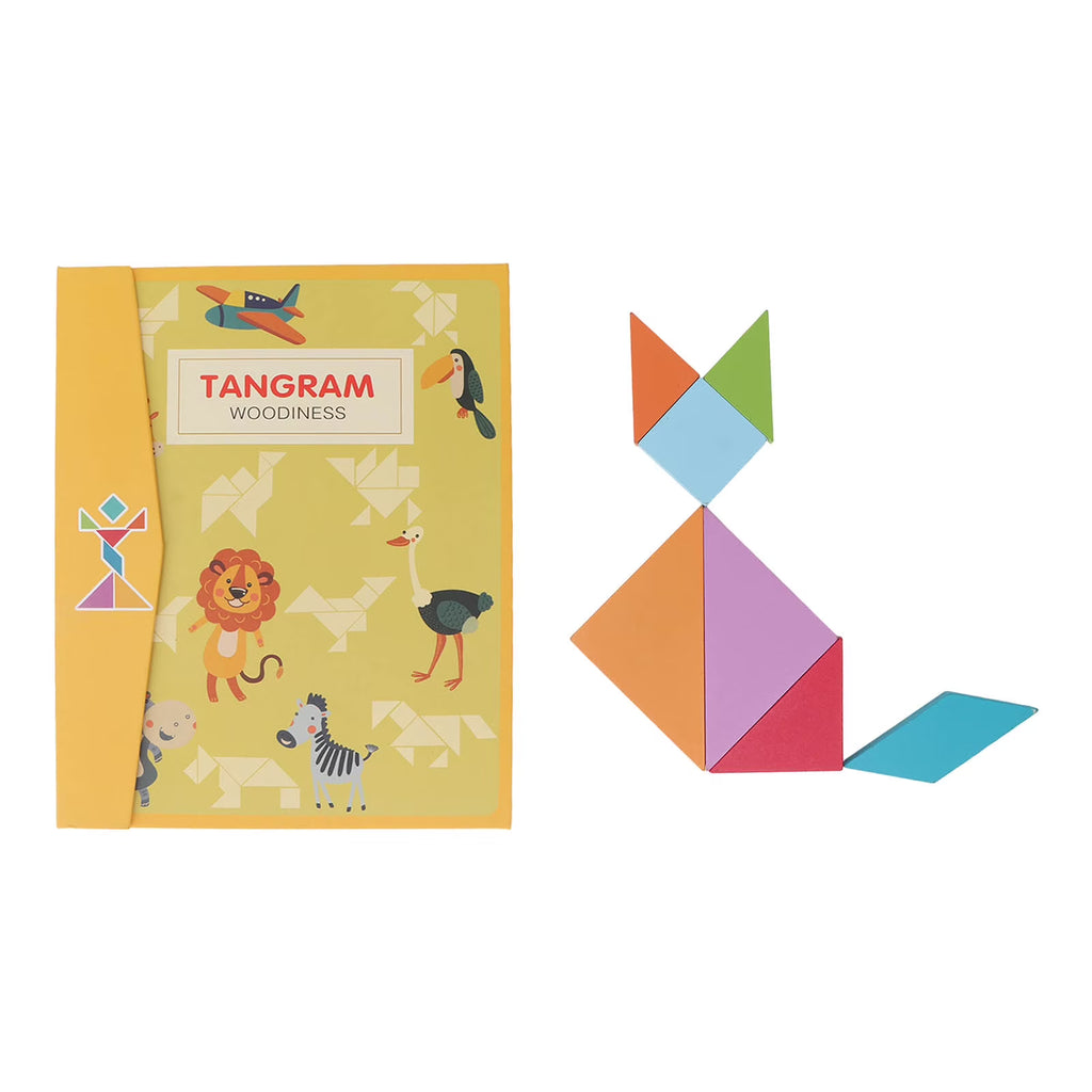 Magnetic Tangram Toys 7 Shapes Wooden Pattern Blocks Set I24039