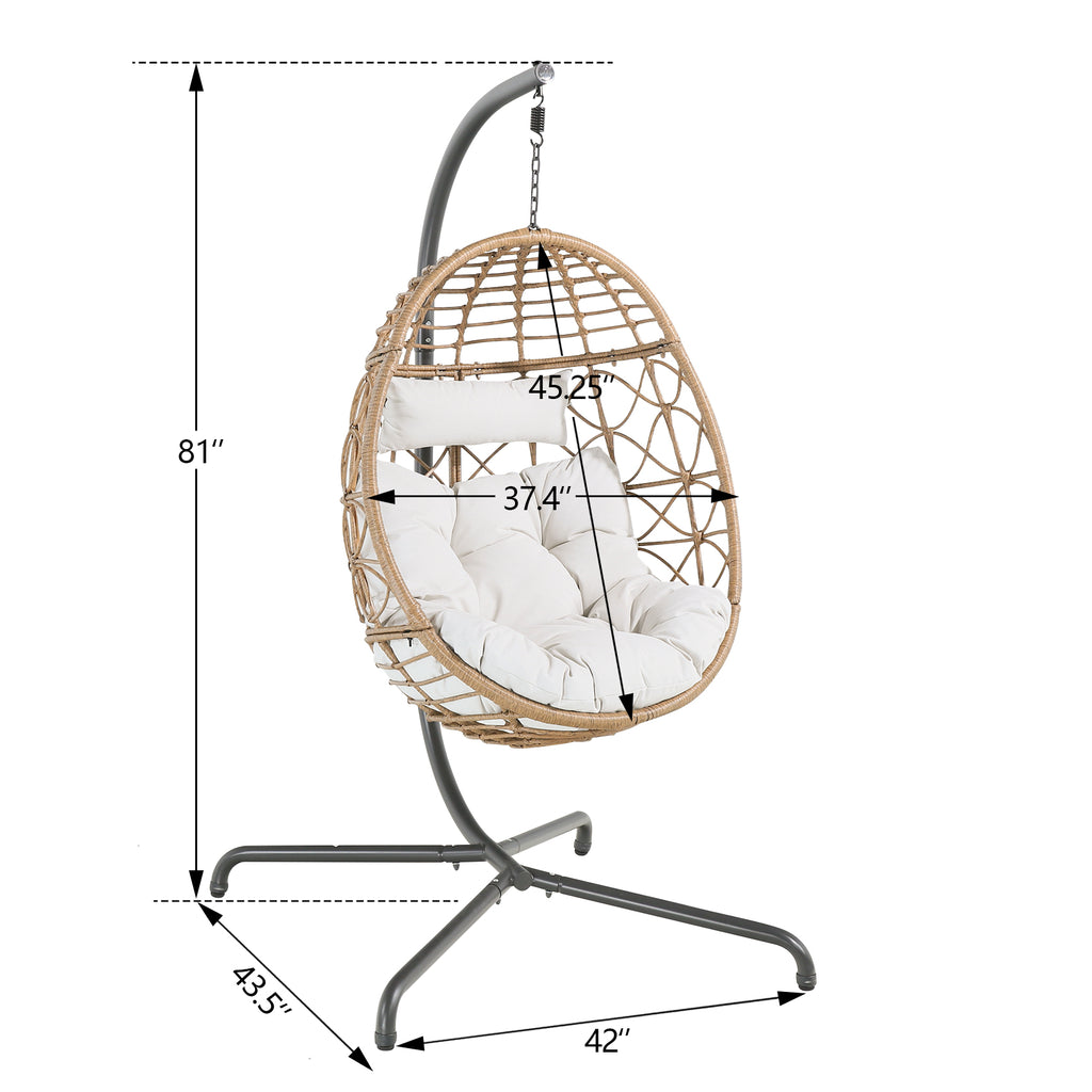 Wicker Basket Swing Egg Chair With Stand and Cushions N237
