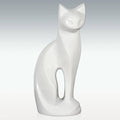 White Contemporary Cat Brass Cremation Urn K86731