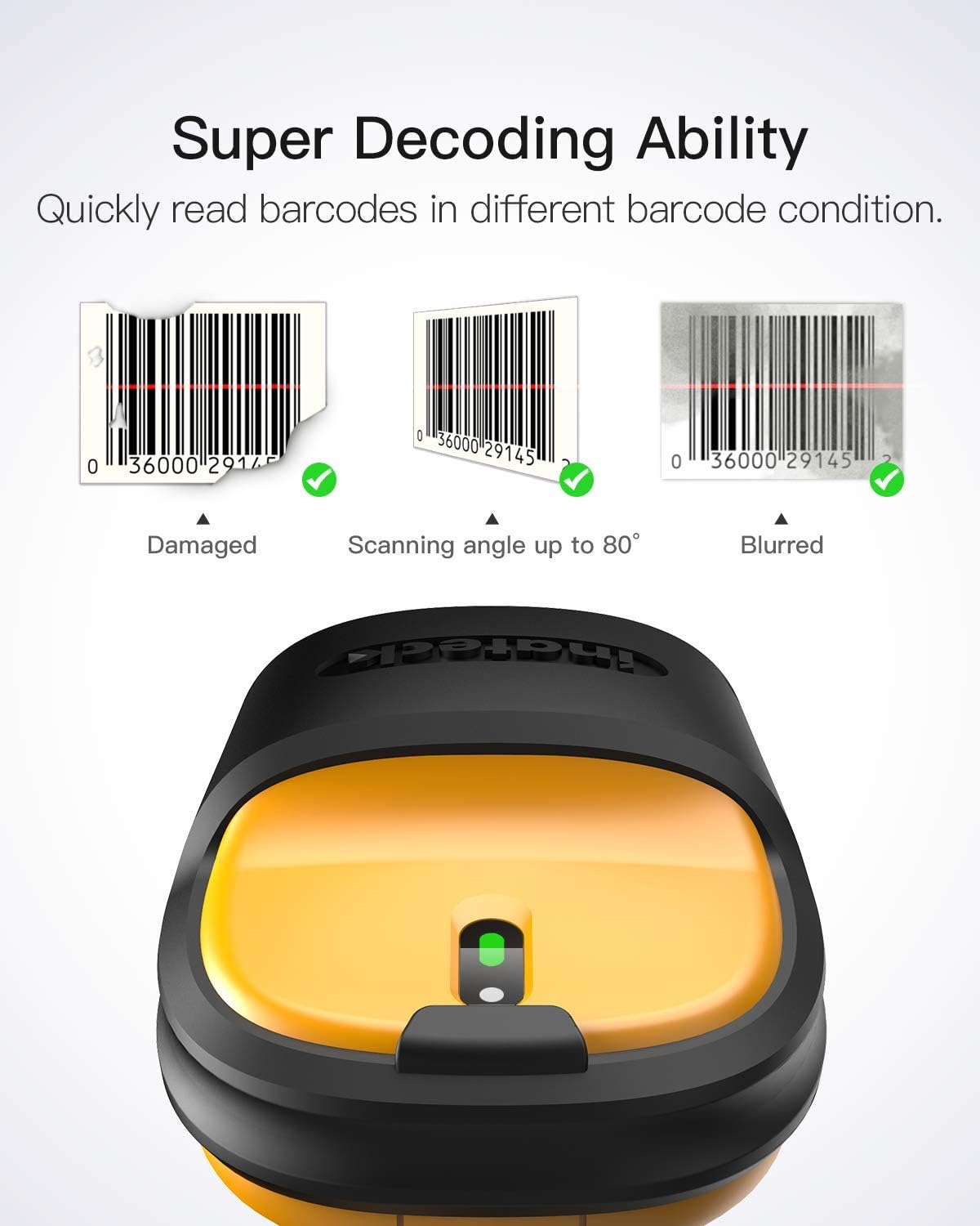 Wireless Barcode Scanner, 2.4 GHz, 2600mAh, 60M Range, Pack of 2 T67645