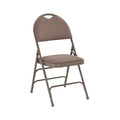 Beige Fabric Metal Folding Chair with Easy-Carry Handle W162