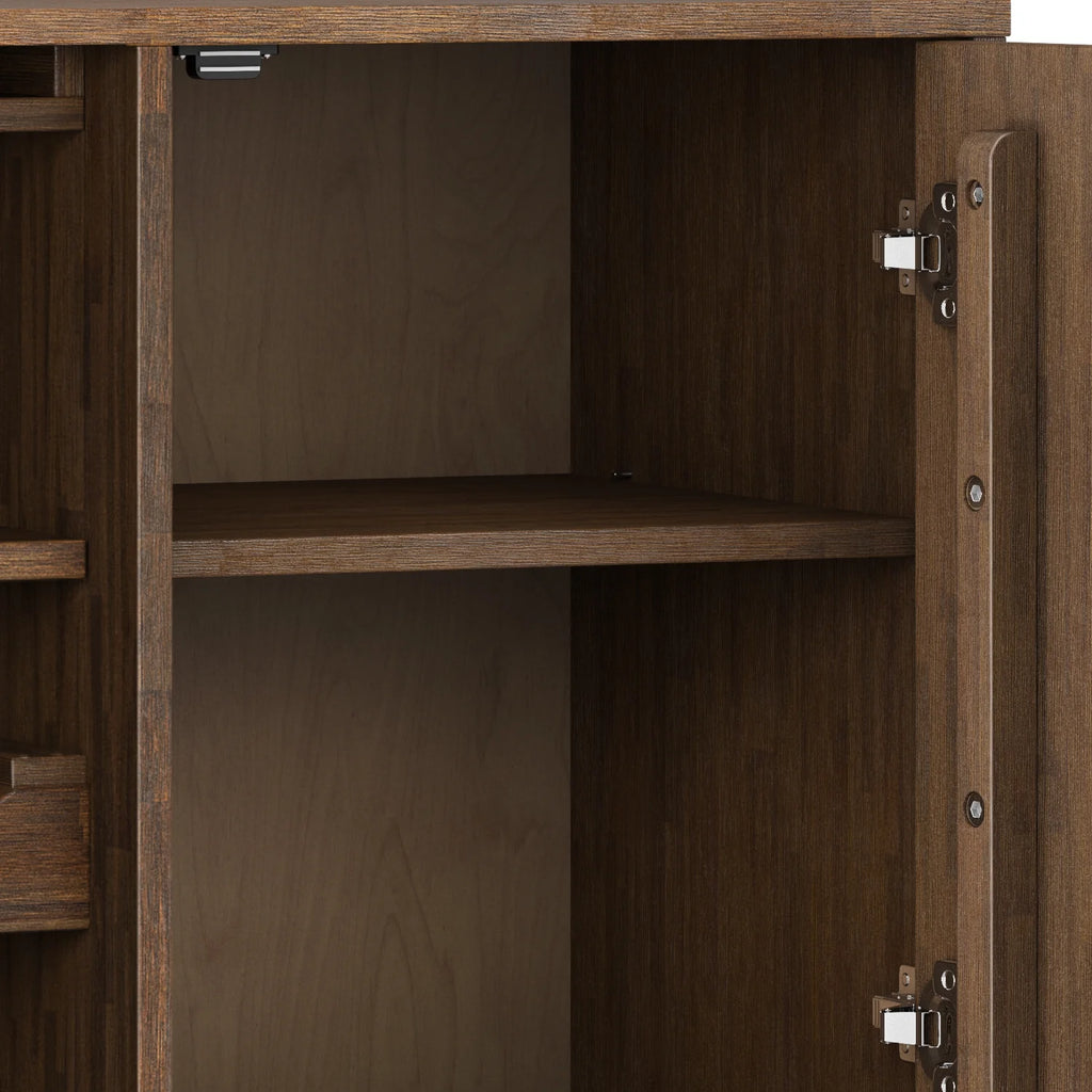 Rustic Natural Aged Brown Solid Acacia Wood Wine Cabinet X827