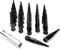 20 Pc Solid Steel Spike Lug Nuts Kit Black 1/2" Pack of 2 H35627