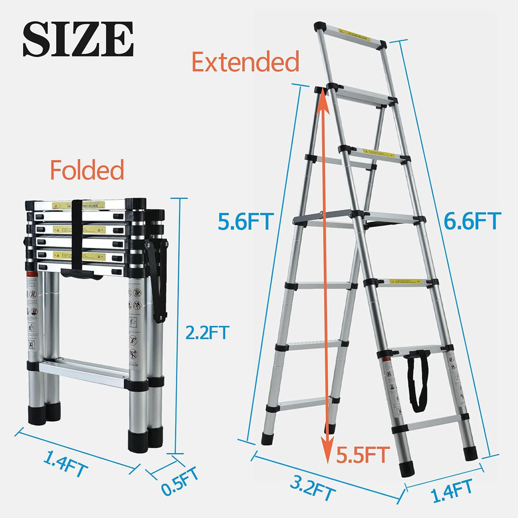 A-Frame Aluminum Telescoping Folding Ladder 330lb Capacity H33333