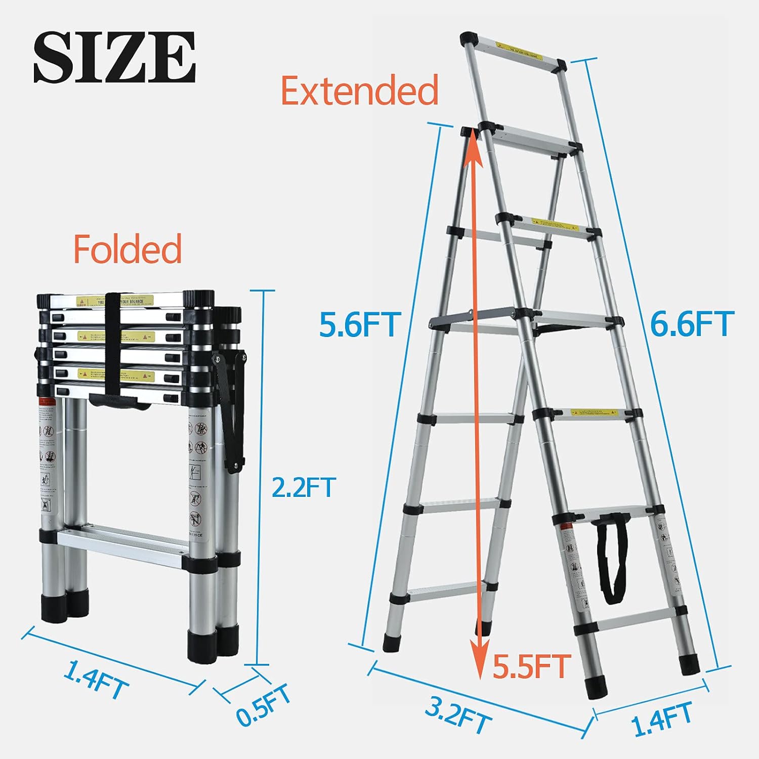 A-Frame Aluminum Telescoping Folding Ladder 330lb Capacity H33333