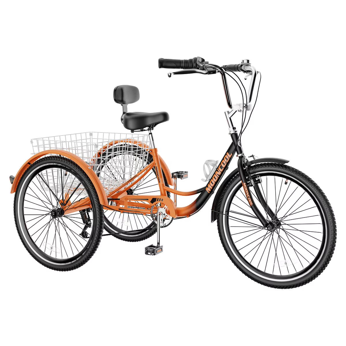 Adult Tricycles 7 Speed 20/24/26 Inch Three Wheel Bike Cruiser Trike with Low-Step Through Frame, Large Basket, Backrest Saddle P84994