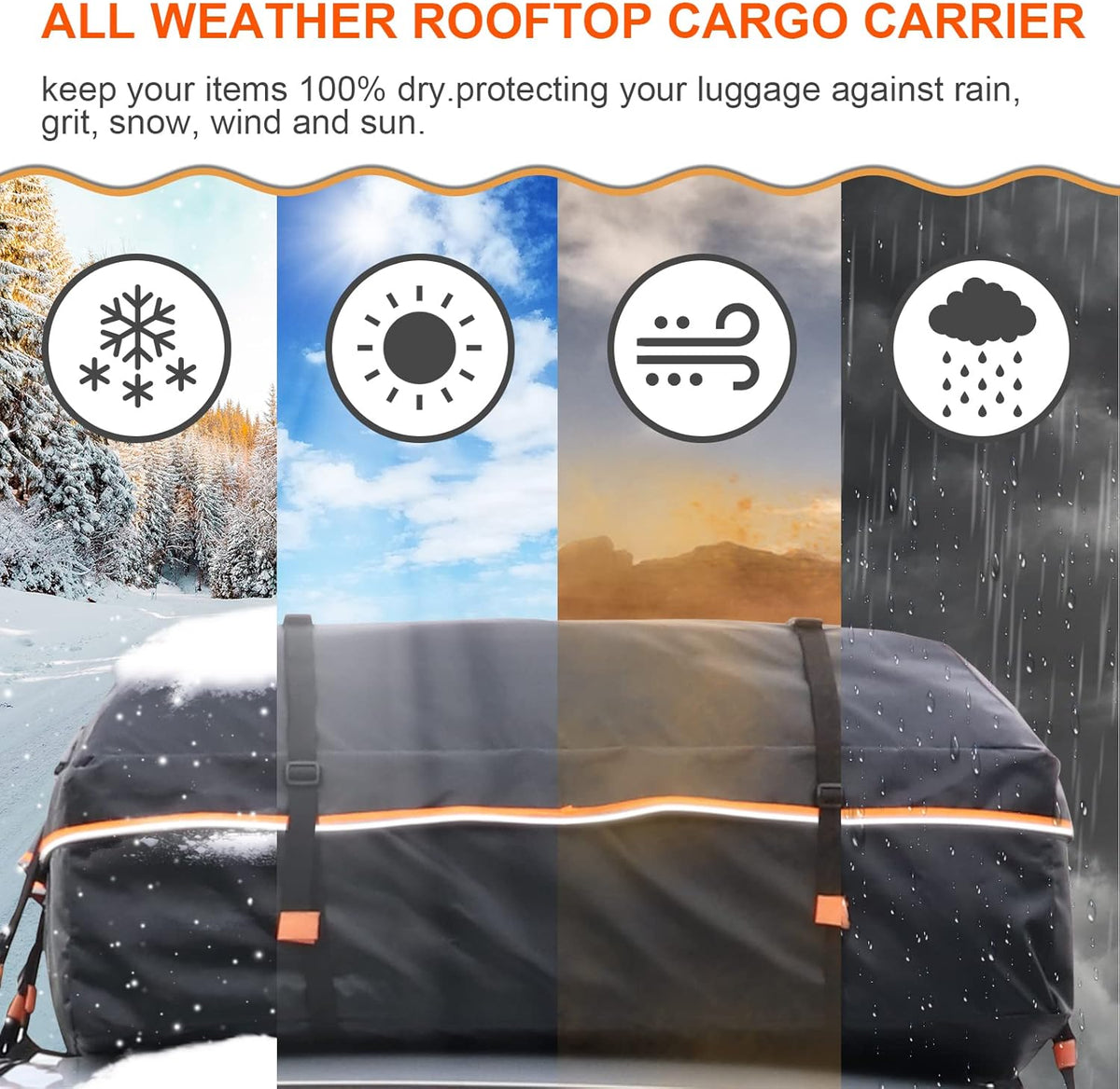 20 Cubic Feet Waterproof Soft Shell Rooftop Cargo Carrier with Reflective Strip and Anti-Slip Mat Q3295