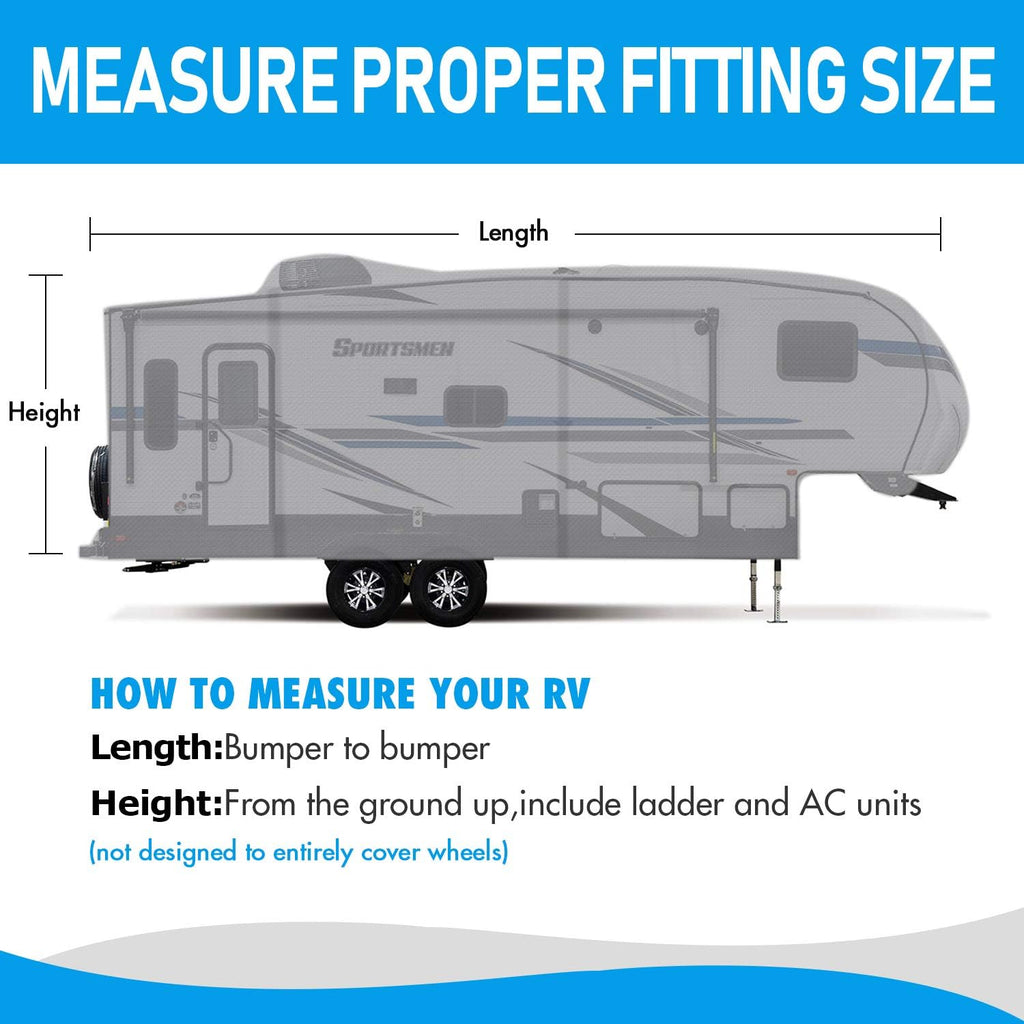 5th Wheel RV Cover 3-Ply Ripstop Waterproof with Steel Pole T7492