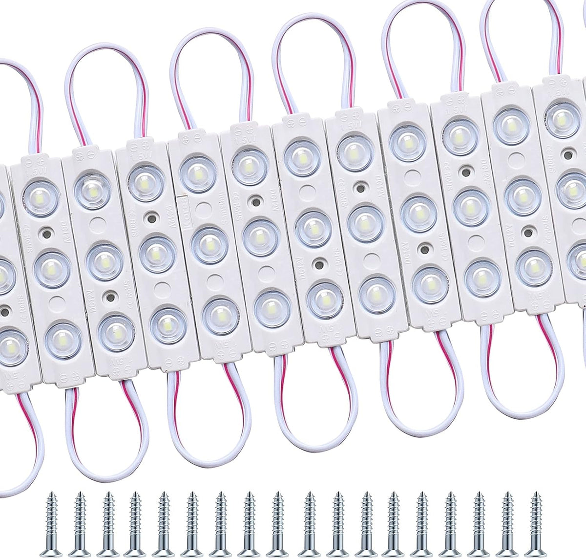 200 Pcs White LED Module Lights Waterproof DC12V 6500K I45959